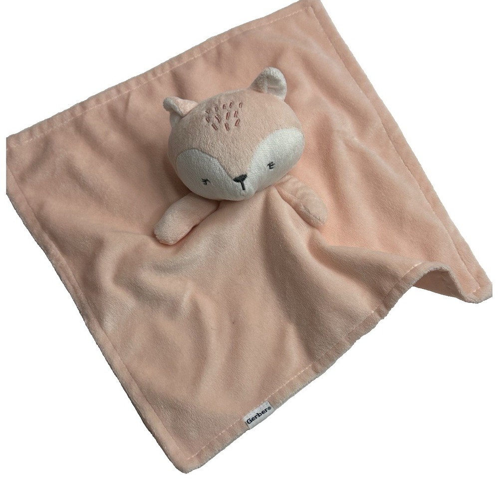 Gerber Deer‎ Security Blanket Baby Toy Plush Pink Satin Backing 11.5x11.5